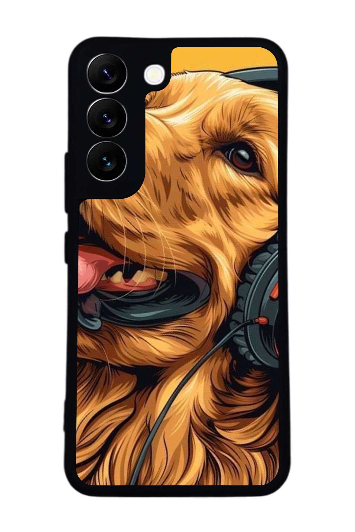 Samsung Galaxy S22 Uyumlu Golden Kopek Tasarımlı Glossy Premium Kılıf