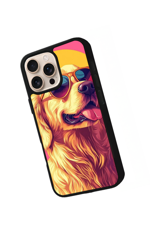 iPhone 15 Pro Uyumlu Golden Kopek Tasarımlı Glossy Premium Kılıf