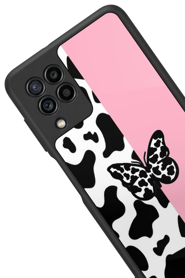 Samsung Galaxy M22 Uyumlu Kelebek Tasarımlı Glossy Premium Kılıf