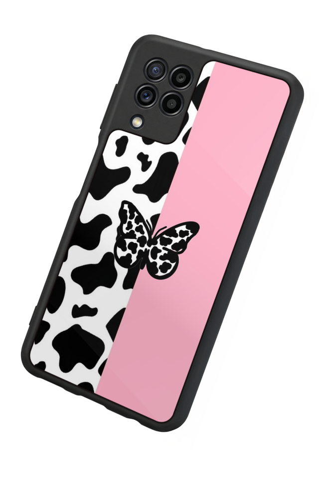 Samsung Galaxy M22 Uyumlu Kelebek Tasarımlı Glossy Premium Kılıf