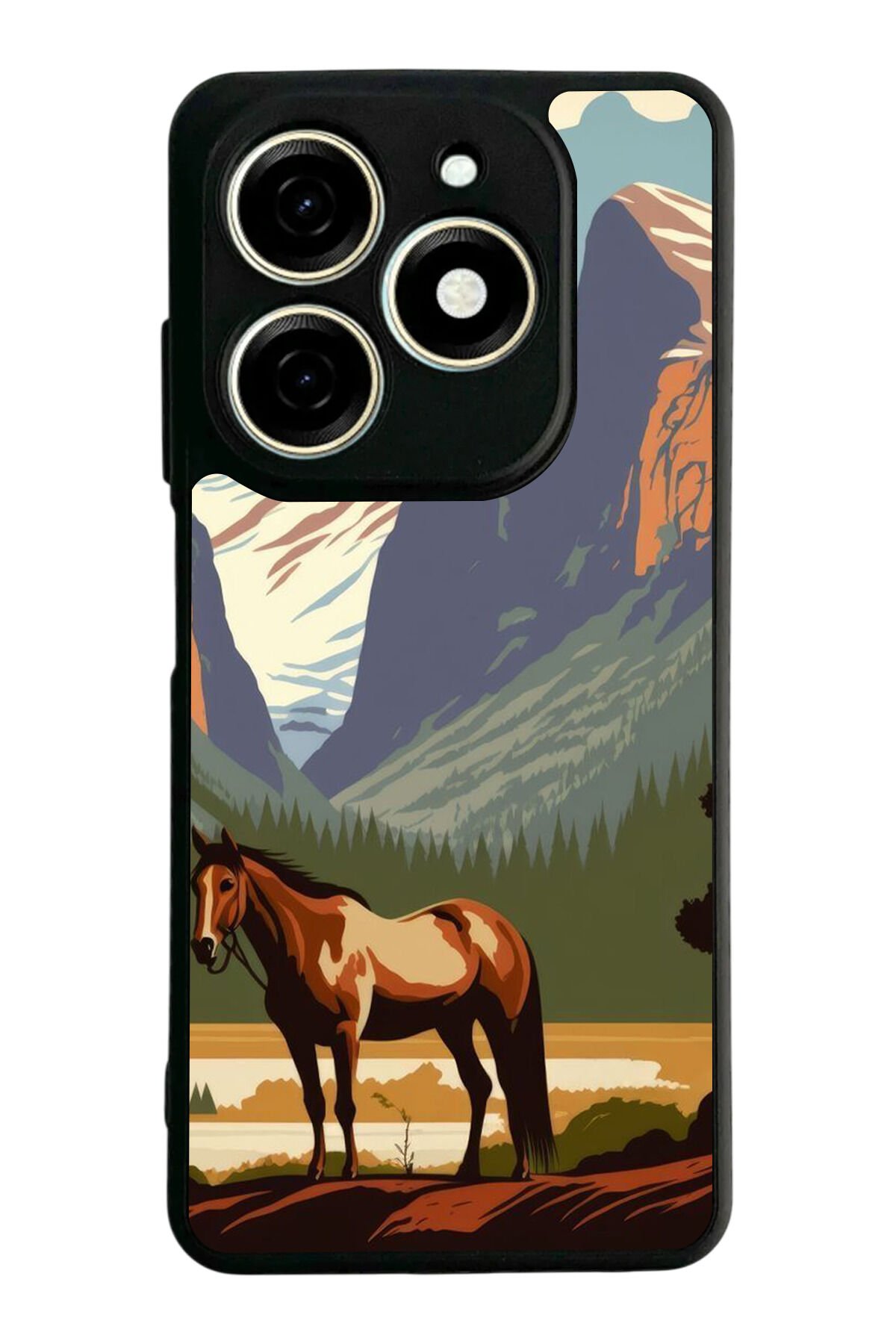 Tecno Spark 20/20C Uyumlu At Horse Tasarımlı Glossy Premium Kılıf