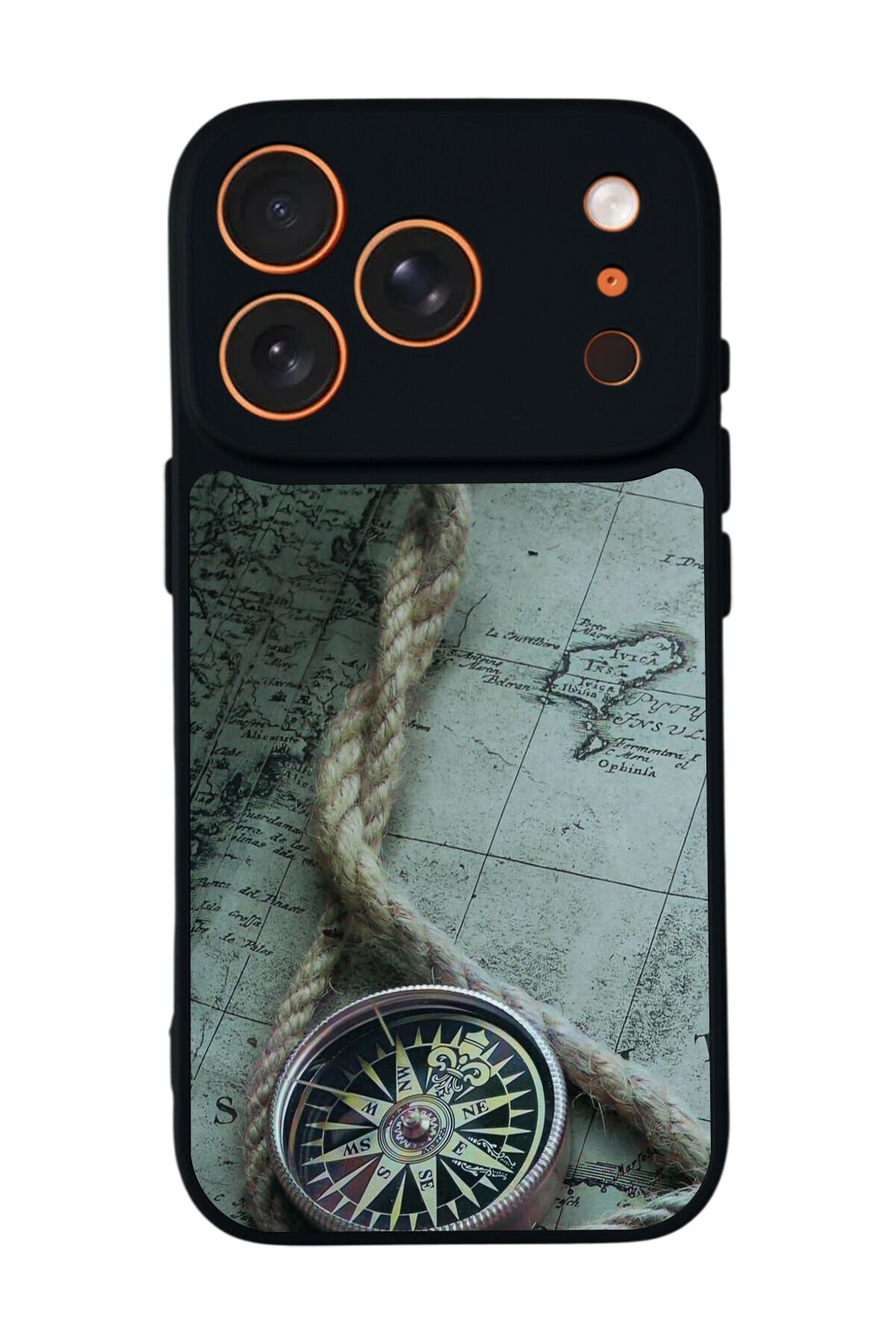 iPhone 17 Pro Uyumlu Pusula Tasarımlı Glossy Premium Kılıf