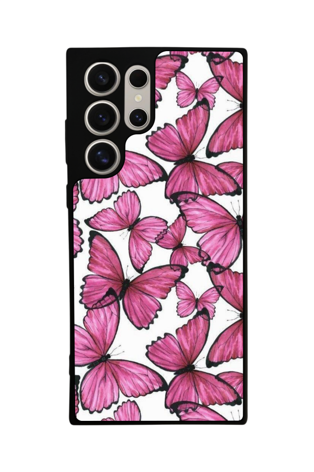 Samsung Galaxy S23 Ultra Uyumlu Kelebek Tasarımlı Glossy Premium Kılıf