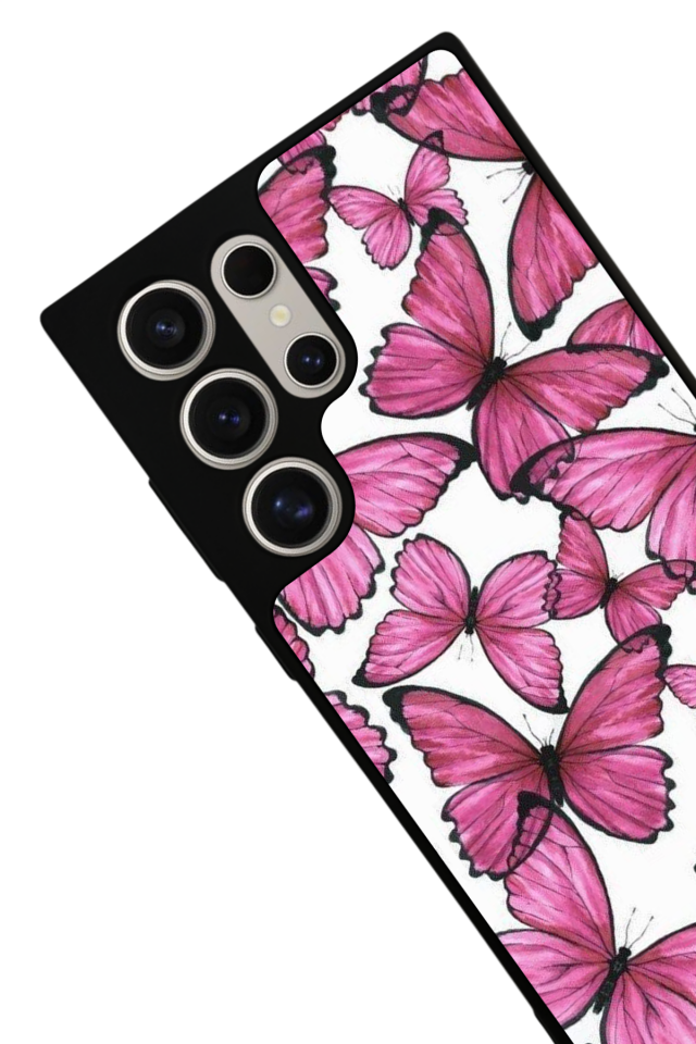 Samsung Galaxy S23 Ultra Uyumlu Kelebek Tasarımlı Glossy Premium Kılıf