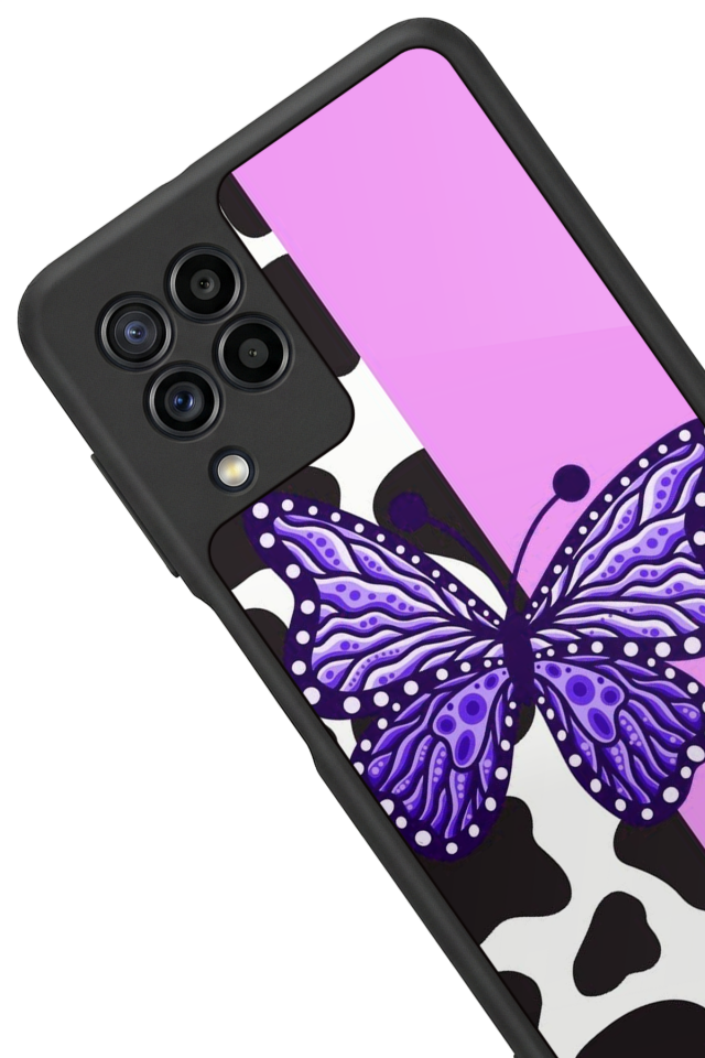 Samsung Galaxy M22 Uyumlu Kelebek Tasarımlı Glossy Premium Kılıf