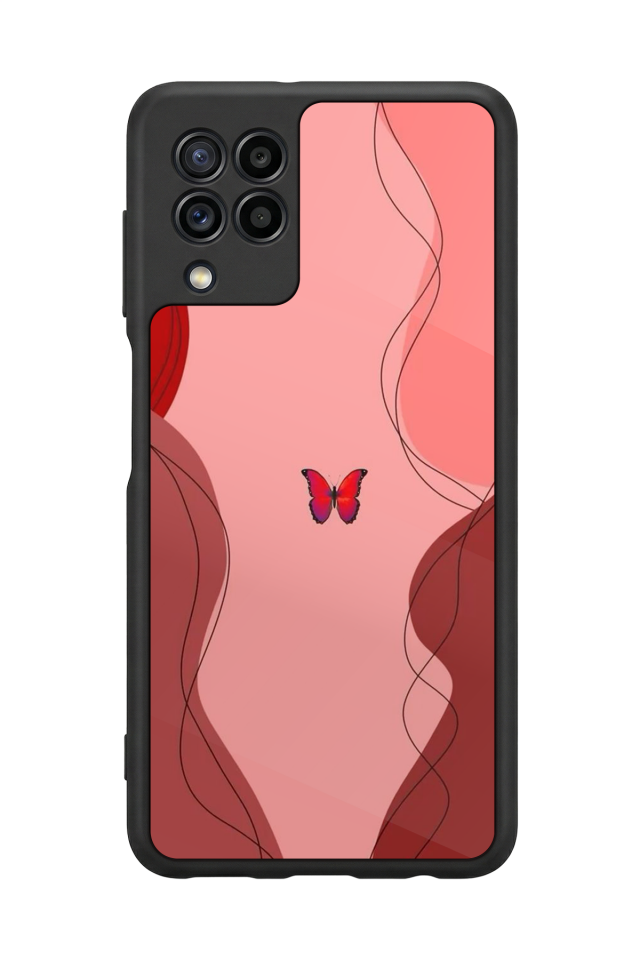 Samsung Galaxy M22 Uyumlu Kelebek Tasarımlı Glossy Premium Kılıf