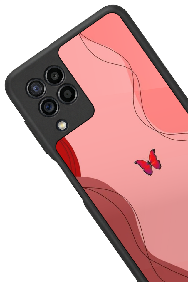 Samsung Galaxy M22 Uyumlu Kelebek Tasarımlı Glossy Premium Kılıf