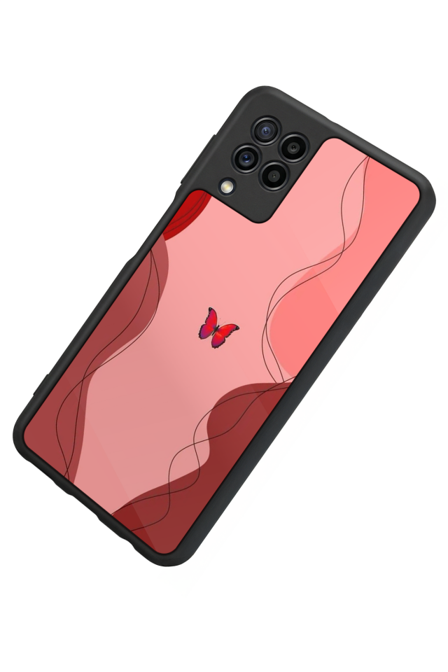 Samsung Galaxy M22 Uyumlu Kelebek Tasarımlı Glossy Premium Kılıf