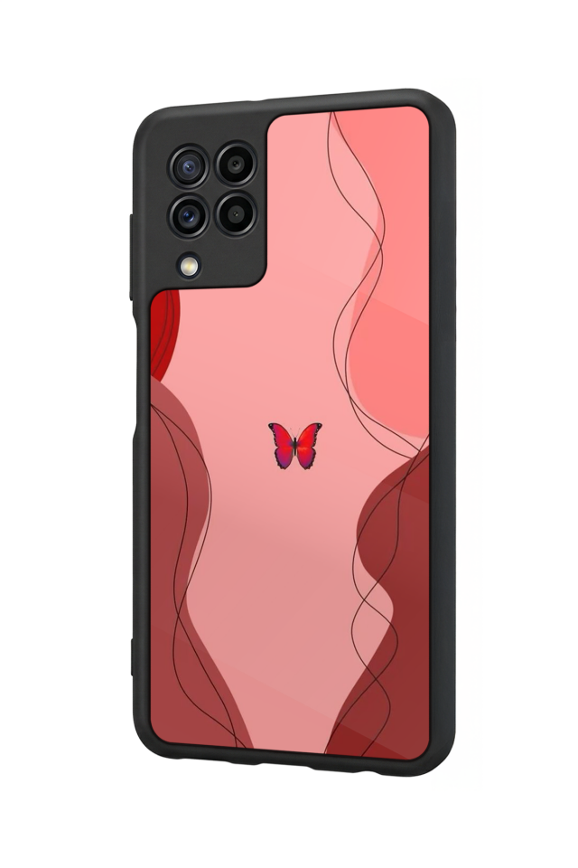 Samsung Galaxy M22 Uyumlu Kelebek Tasarımlı Glossy Premium Kılıf