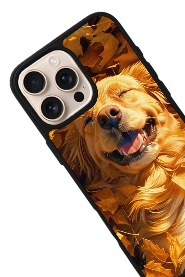 iPhone 15 Pro Uyumlu Golden Kopek Tasarımlı Glossy Premium Kılıf