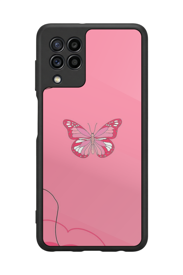 Samsung Galaxy M22 Uyumlu Kelebek Tasarımlı Glossy Premium Kılıf