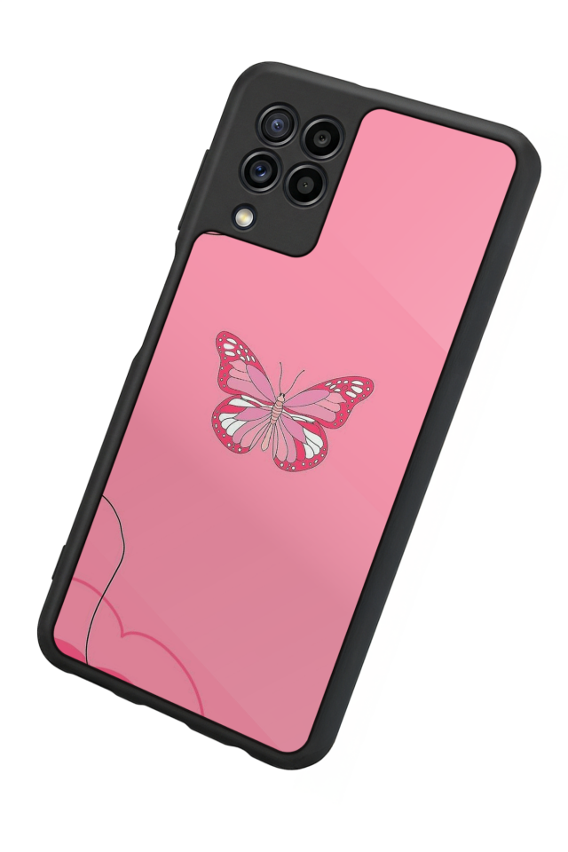 Samsung Galaxy M22 Uyumlu Kelebek Tasarımlı Glossy Premium Kılıf