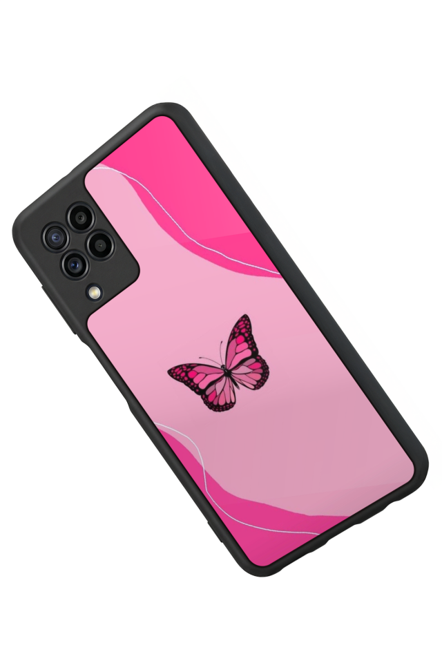Samsung Galaxy M22 Uyumlu Kelebek Tasarımlı Glossy Premium Kılıf