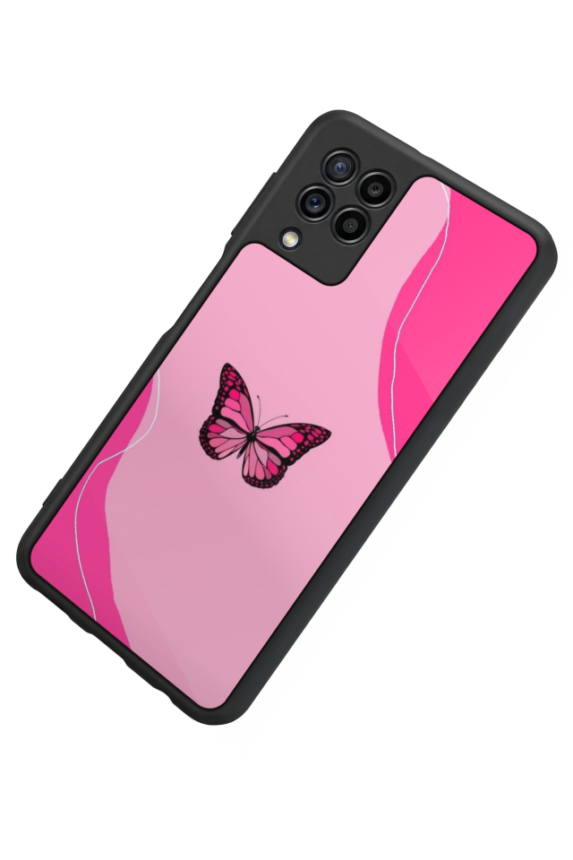 Samsung Galaxy M22 Uyumlu Kelebek Tasarımlı Glossy Premium Kılıf
