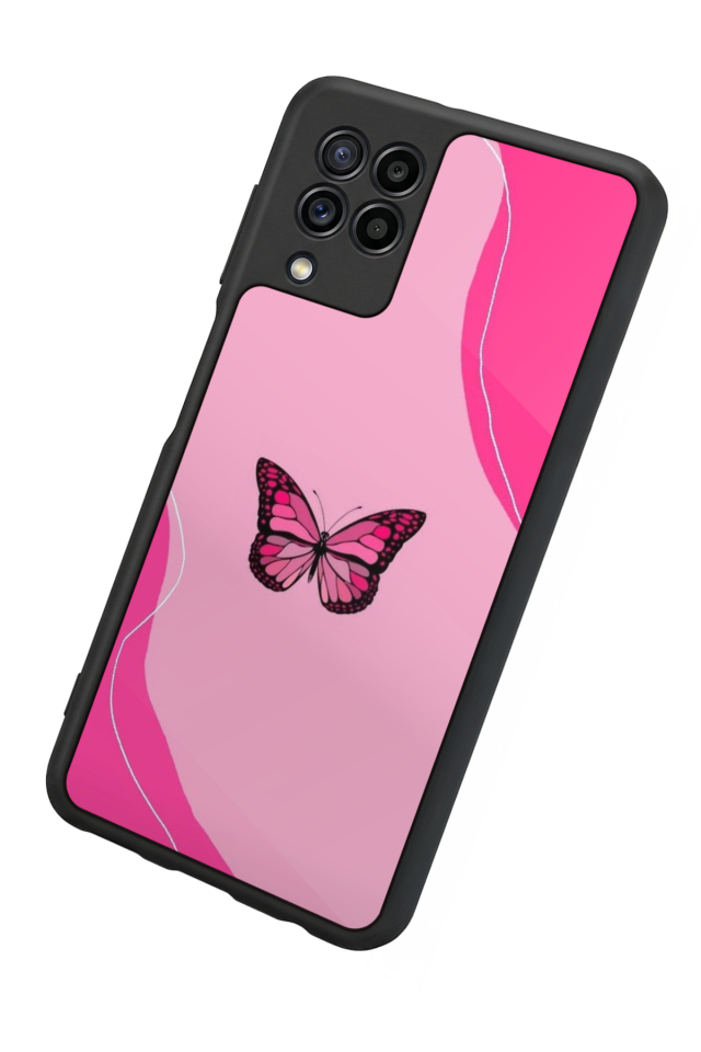 Samsung Galaxy M22 Uyumlu Kelebek Tasarımlı Glossy Premium Kılıf