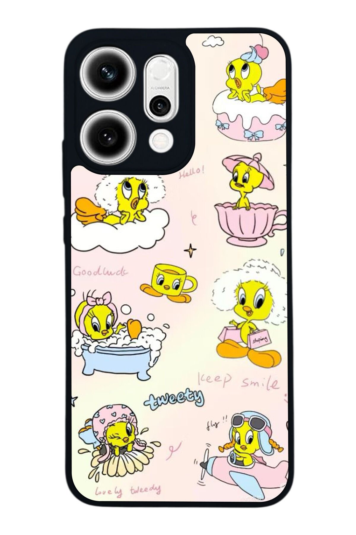 Oppo Reno 14 Uyumlu Tweety Tasarımlı Glossy Premium Kılıf