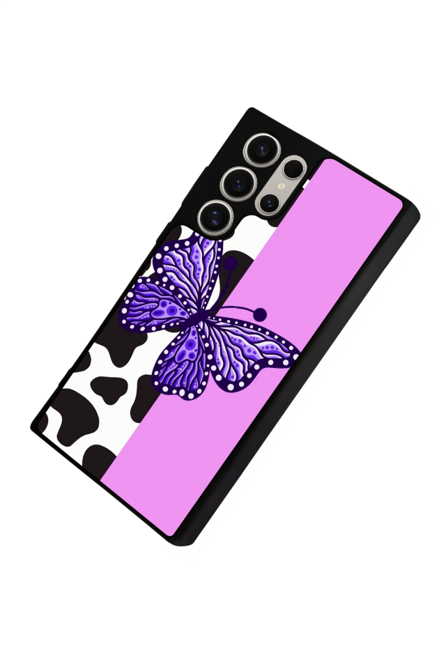 Samsung Galaxy S23 Ultra Uyumlu Kelebek Tasarımlı Glossy Premium Kılıf