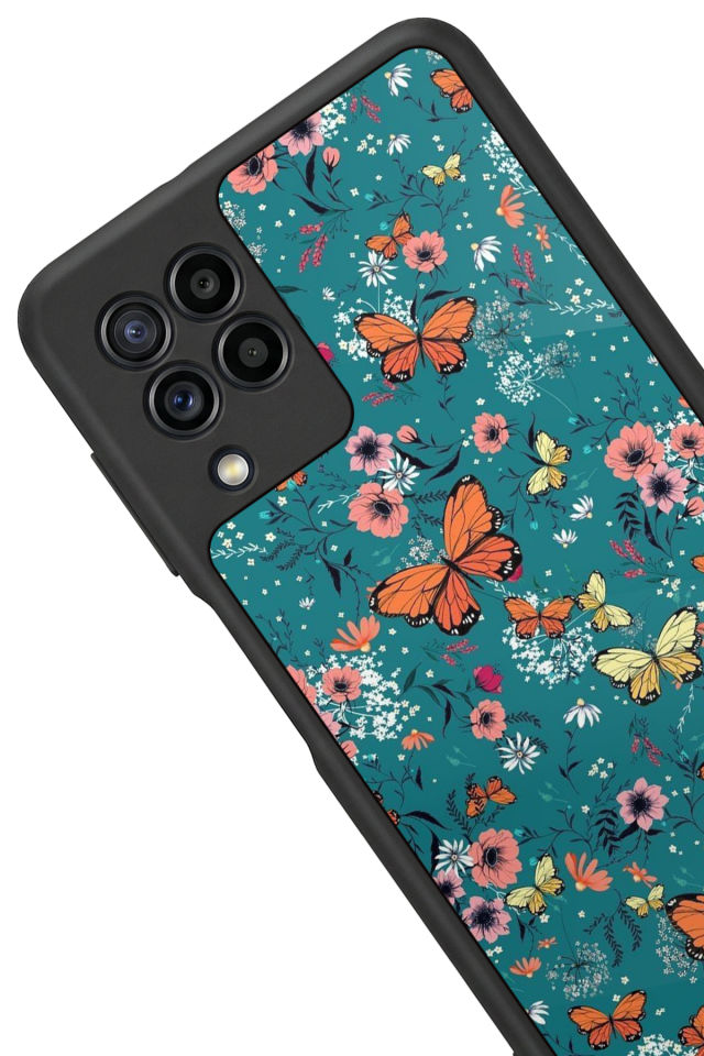 Samsung Galaxy M22 Uyumlu Kelebek Tasarımlı Glossy Premium Kılıf