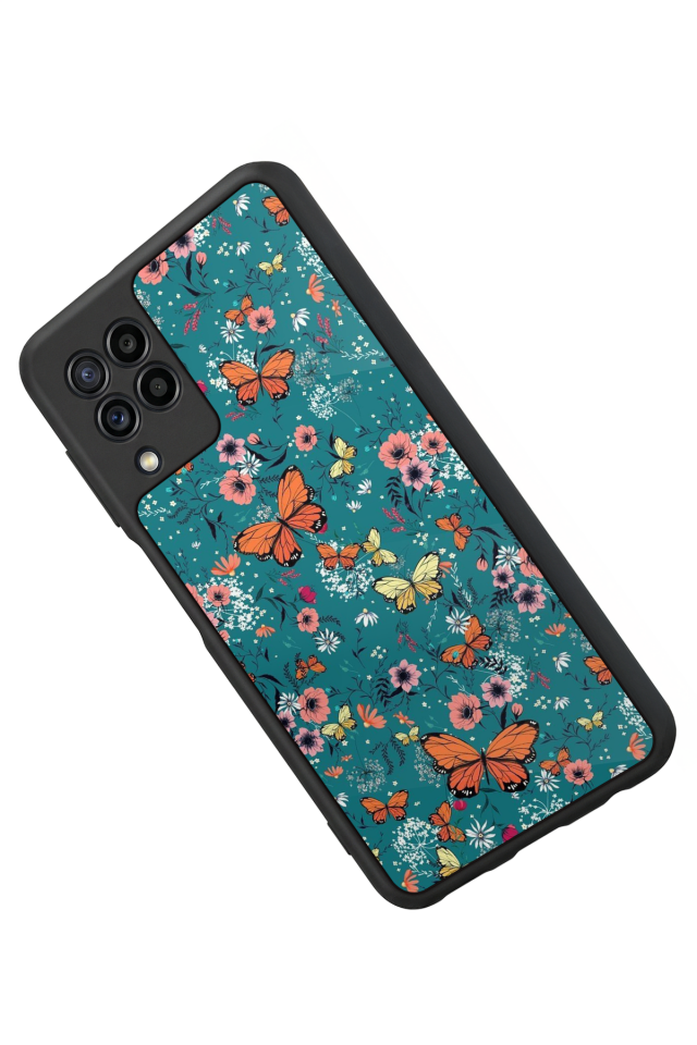 Samsung Galaxy M22 Uyumlu Kelebek Tasarımlı Glossy Premium Kılıf