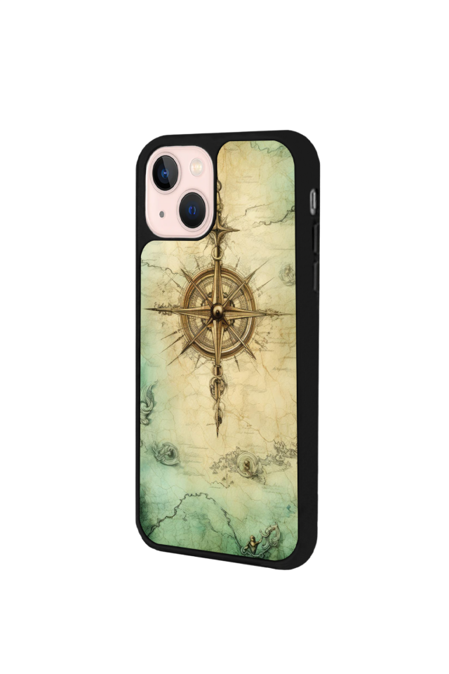 iPhone 15 Uyumlu Pusula Tasarımlı Glossy Premium Kılıf