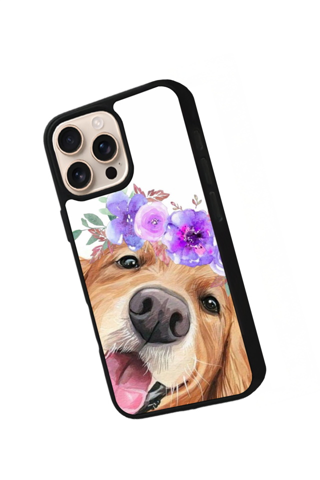 iPhone 15 Pro Uyumlu Golden Kopek Tasarımlı Glossy Premium Kılıf
