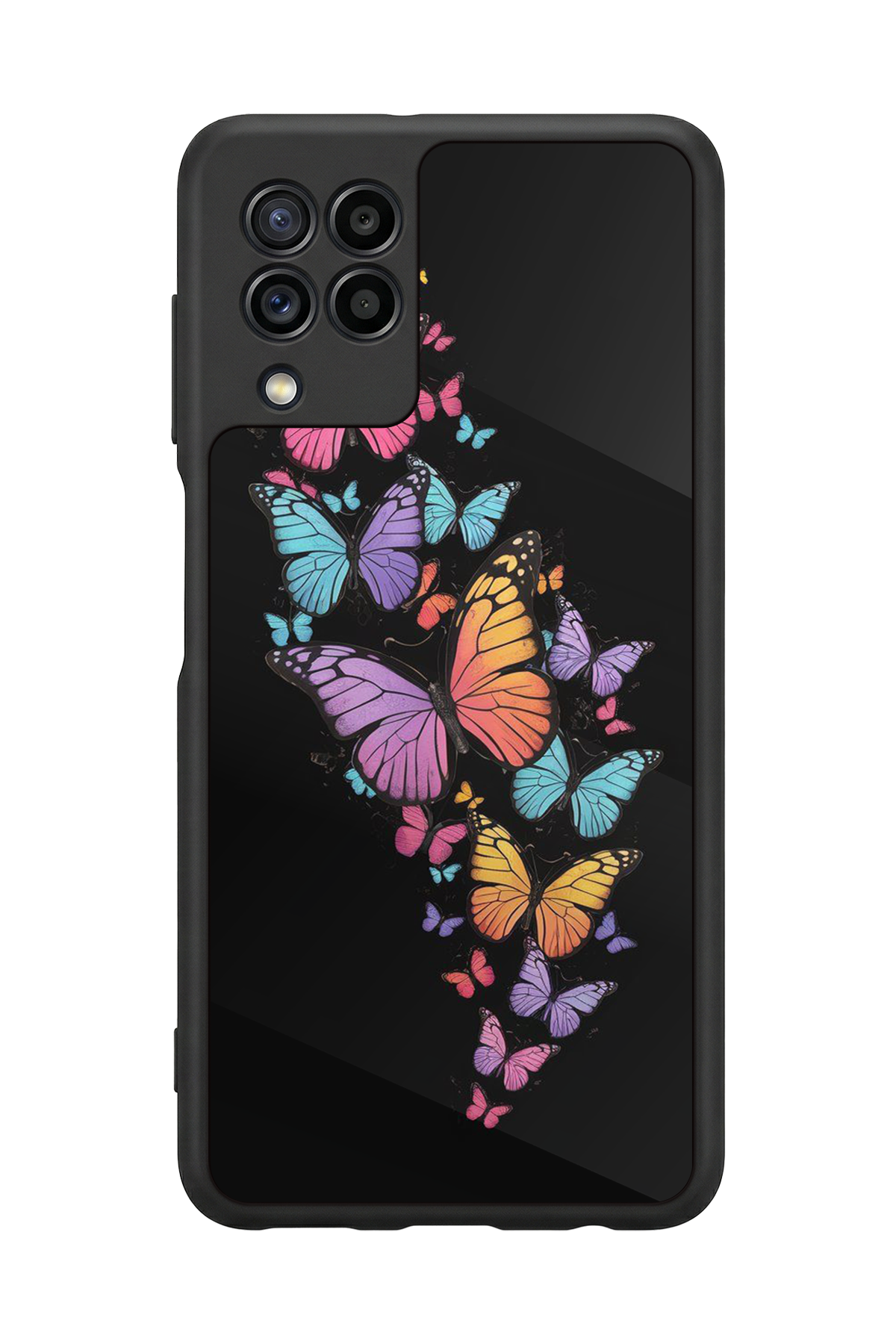 Samsung Galaxy M22 Uyumlu Kelebek Tasarımlı Glossy Premium Kılıf