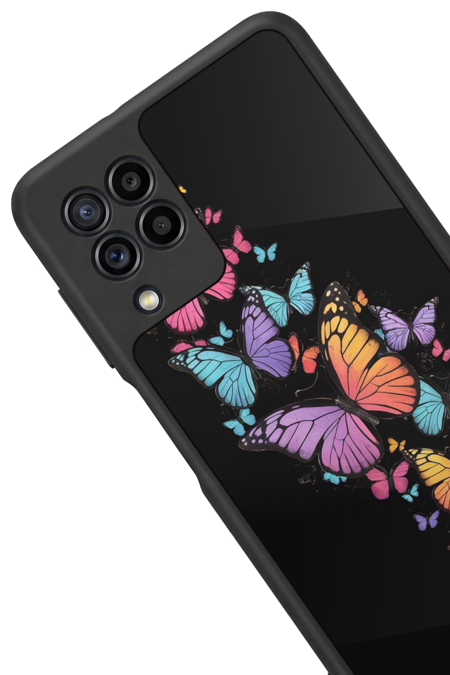 Samsung Galaxy M22 Uyumlu Kelebek Tasarımlı Glossy Premium Kılıf