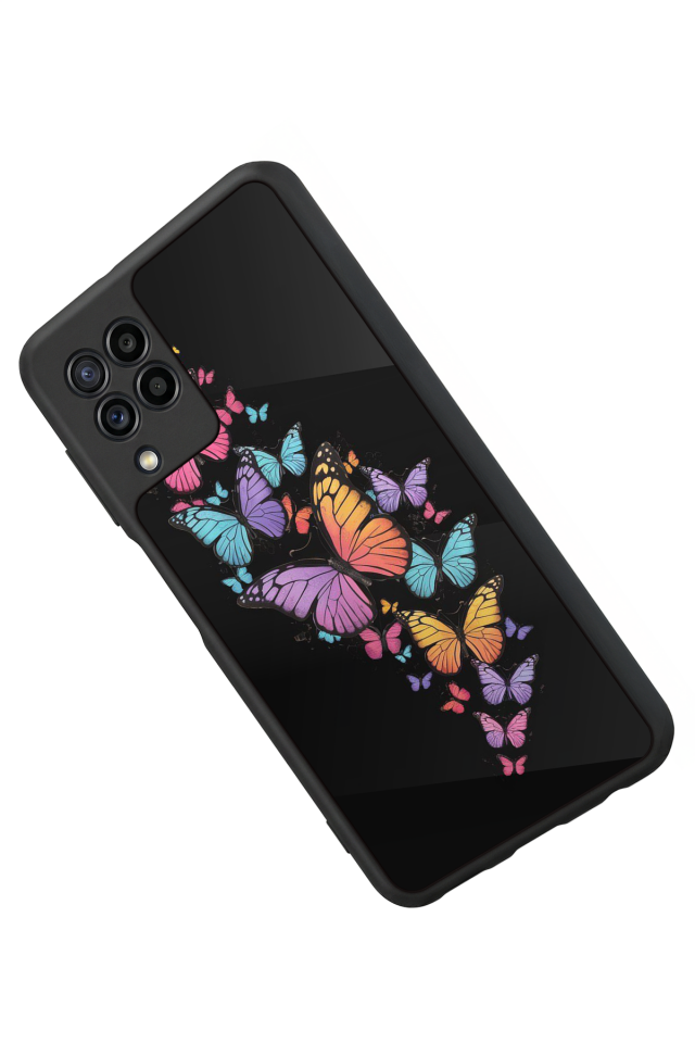 Samsung Galaxy M22 Uyumlu Kelebek Tasarımlı Glossy Premium Kılıf