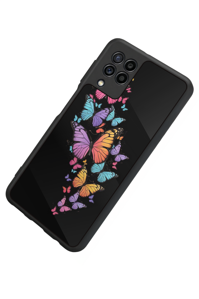Samsung Galaxy M22 Uyumlu Kelebek Tasarımlı Glossy Premium Kılıf