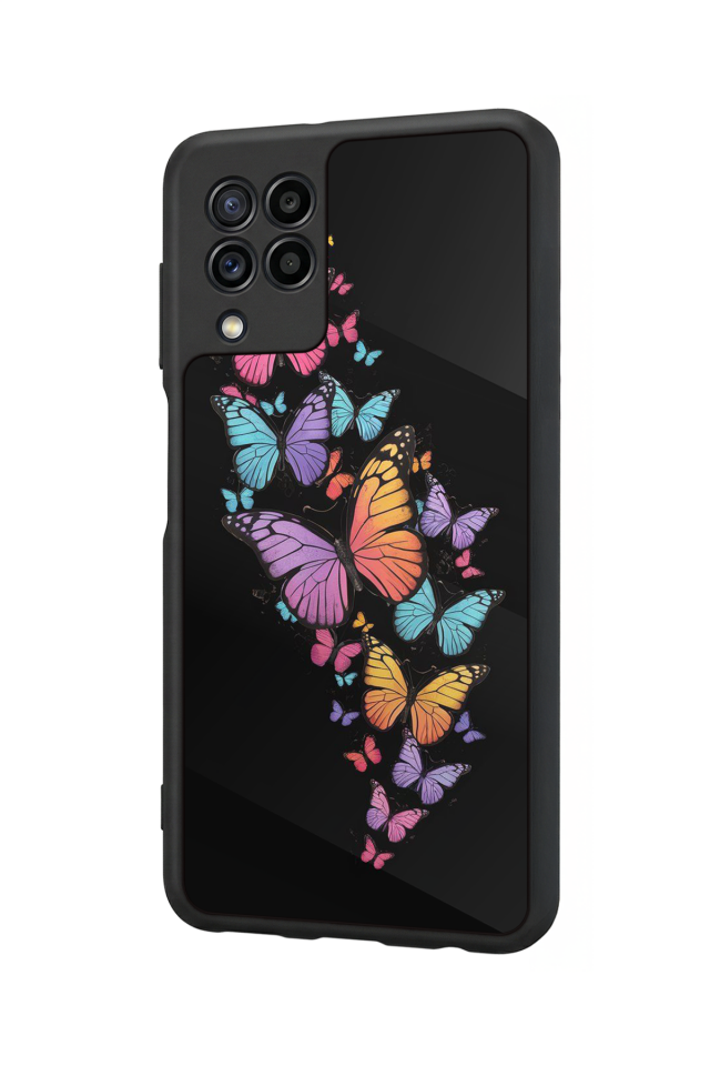 Samsung Galaxy M22 Uyumlu Kelebek Tasarımlı Glossy Premium Kılıf