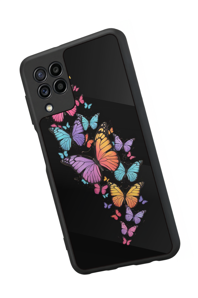 Samsung Galaxy M22 Uyumlu Kelebek Tasarımlı Glossy Premium Kılıf