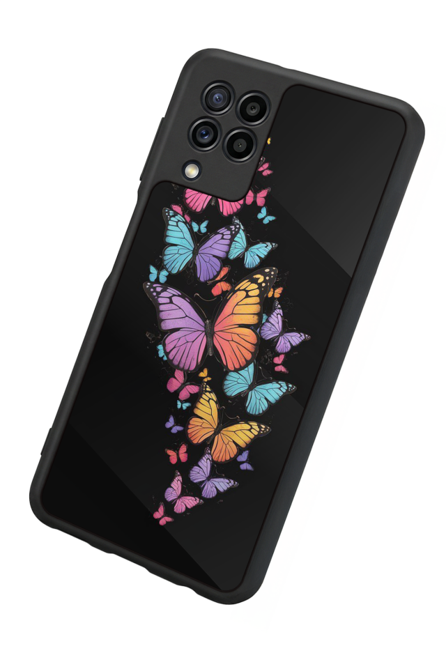 Samsung Galaxy M22 Uyumlu Kelebek Tasarımlı Glossy Premium Kılıf