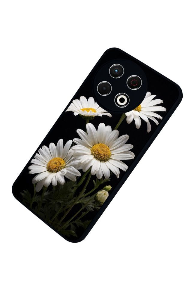 Tecno Spark 30 Pro Uyumlu Papatya Tasarımlı Glossy Premium Kılıf