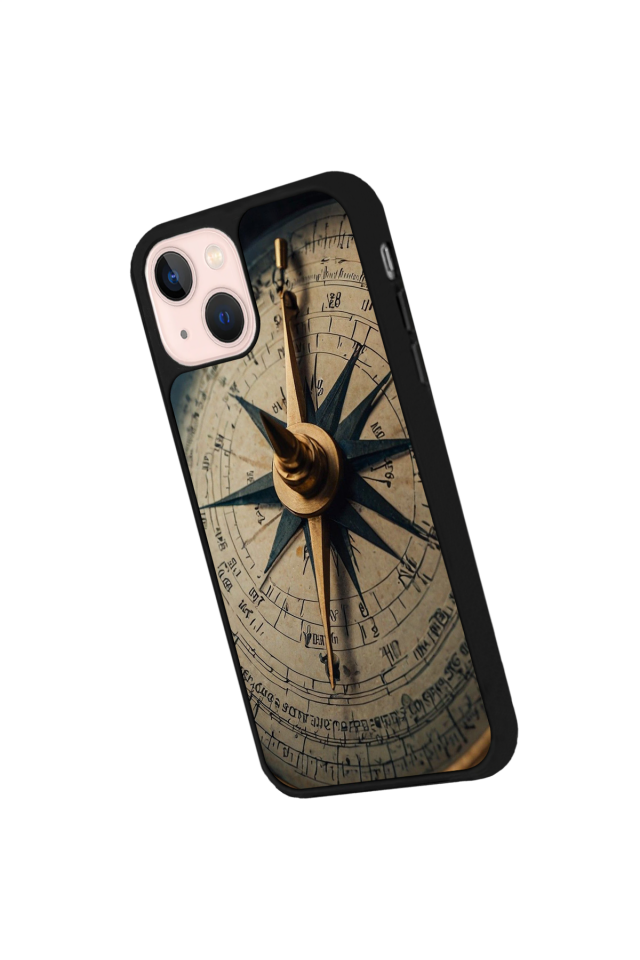 iPhone 15 Uyumlu Pusula Tasarımlı Glossy Premium Kılıf