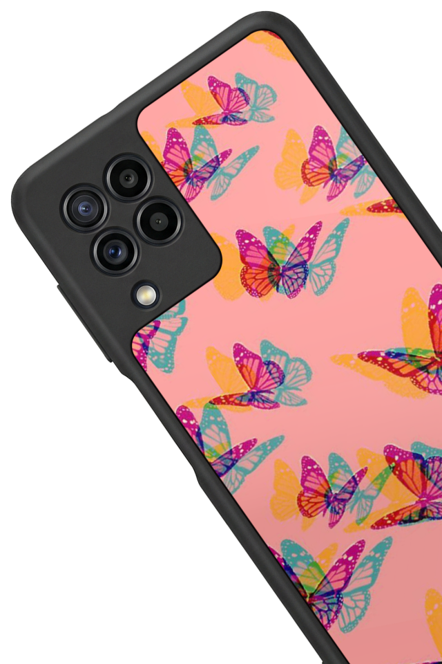 Samsung Galaxy M22 Uyumlu Kelebek Tasarımlı Glossy Premium Kılıf