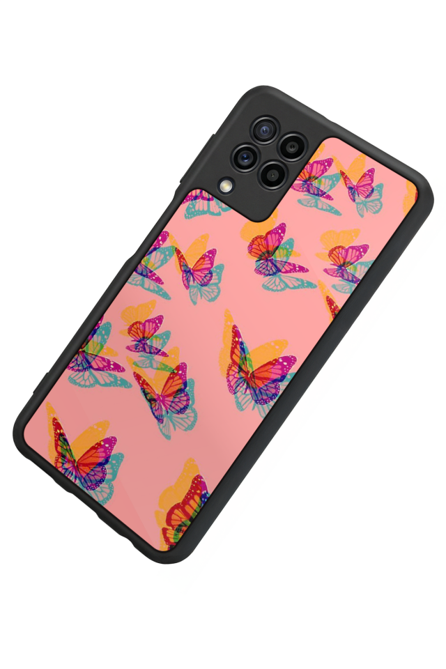 Samsung Galaxy M22 Uyumlu Kelebek Tasarımlı Glossy Premium Kılıf