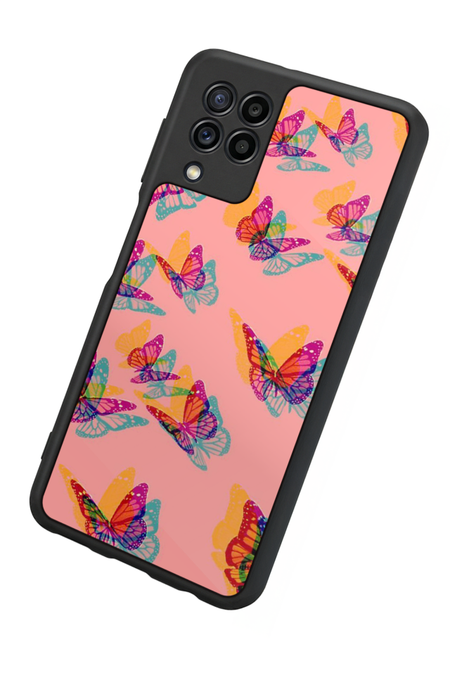 Samsung Galaxy M22 Uyumlu Kelebek Tasarımlı Glossy Premium Kılıf