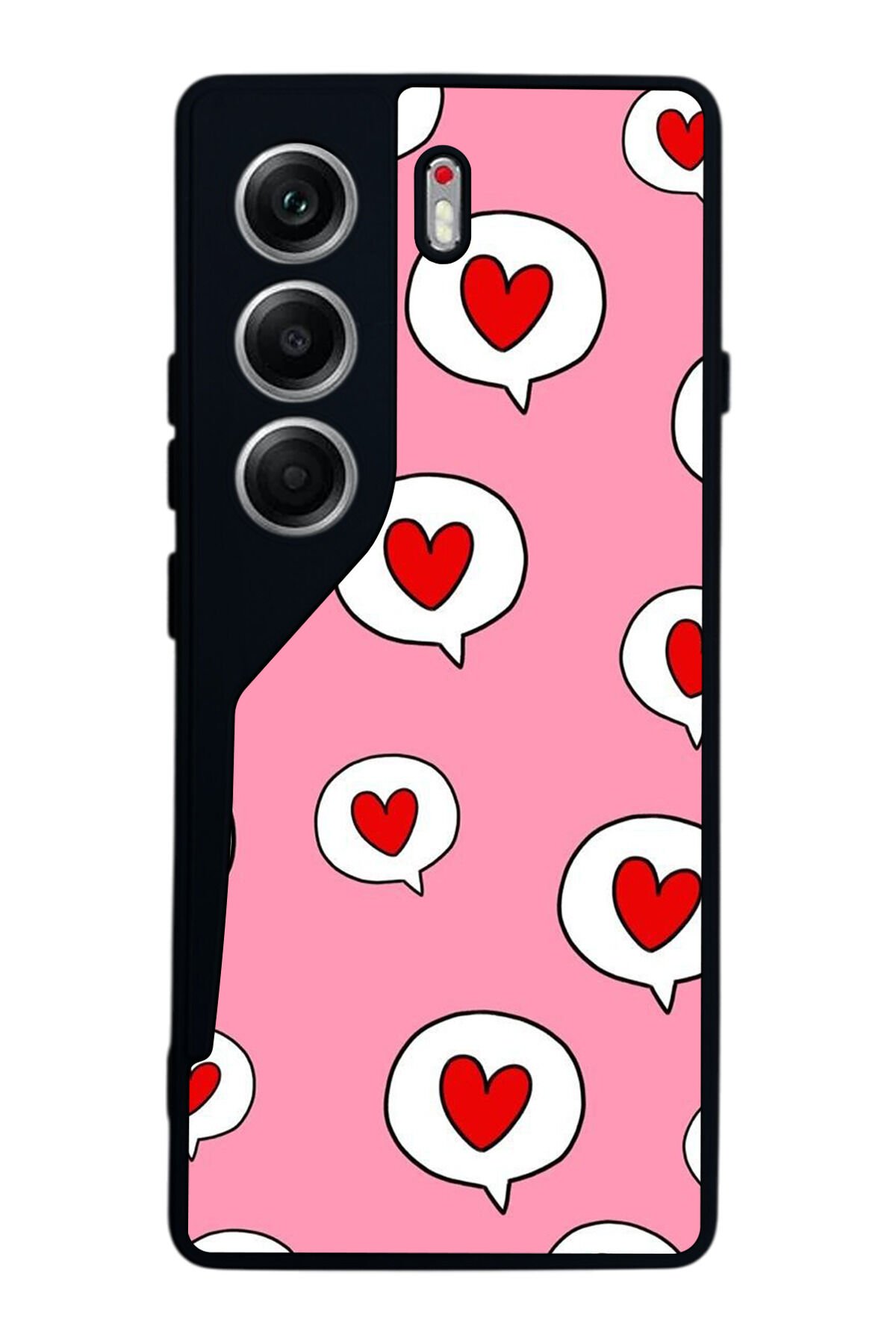 Tecno Camon 40 Uyumlu Kalp Love Tasarımlı Glossy Premium Kılıf