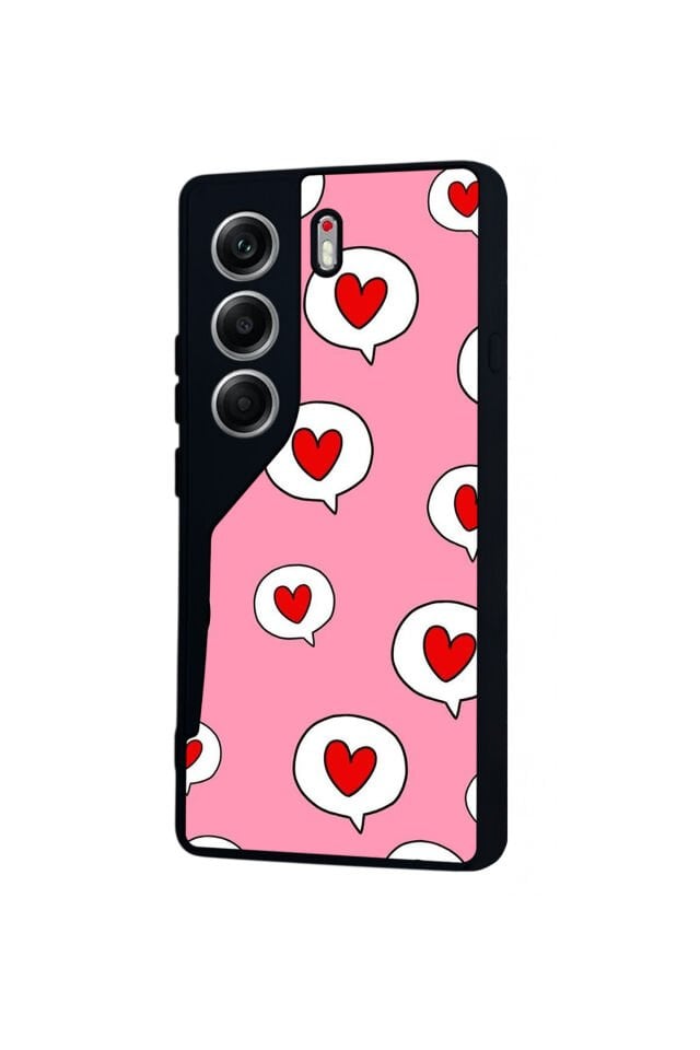 Tecno Camon 40 Uyumlu Kalp Love Tasarımlı Glossy Premium Kılıf