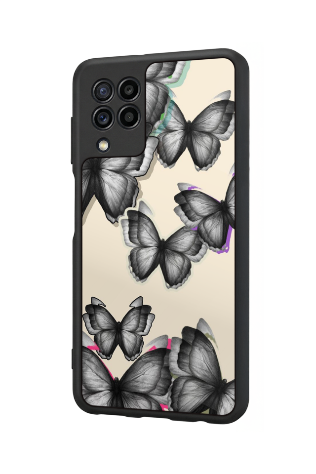Samsung Galaxy M22 Uyumlu Kelebek Tasarımlı Glossy Premium Kılıf