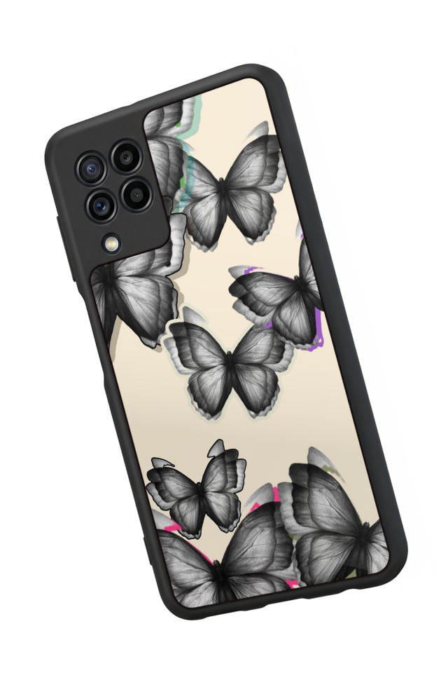 Samsung Galaxy M22 Uyumlu Kelebek Tasarımlı Glossy Premium Kılıf