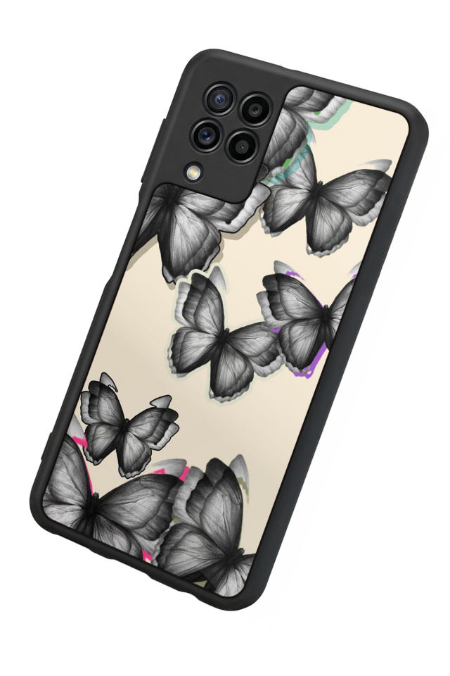 Samsung Galaxy M22 Uyumlu Kelebek Tasarımlı Glossy Premium Kılıf