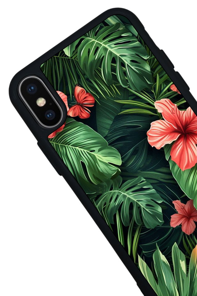 iPhone X/ XS Uyumlu Botanik Tasarımlı Glossy Premium Kılıf