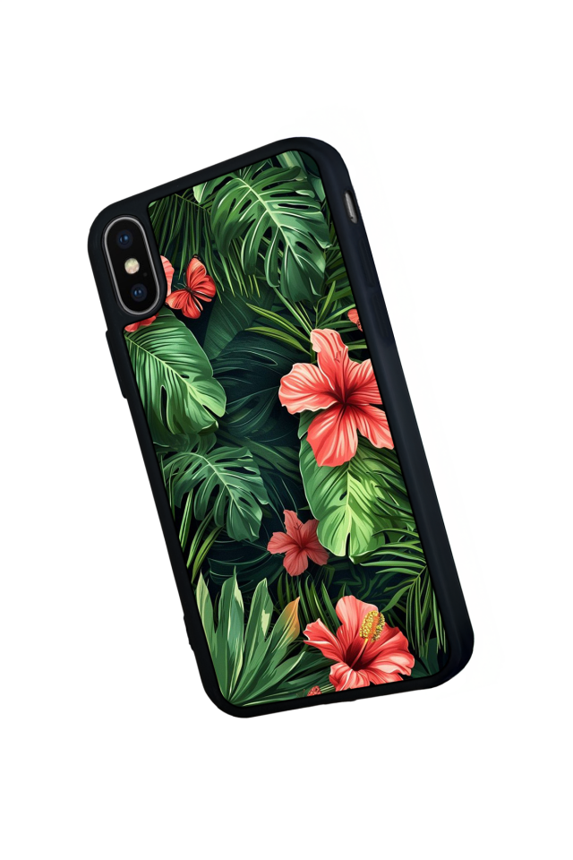 iPhone X/ XS Uyumlu Botanik Tasarımlı Glossy Premium Kılıf