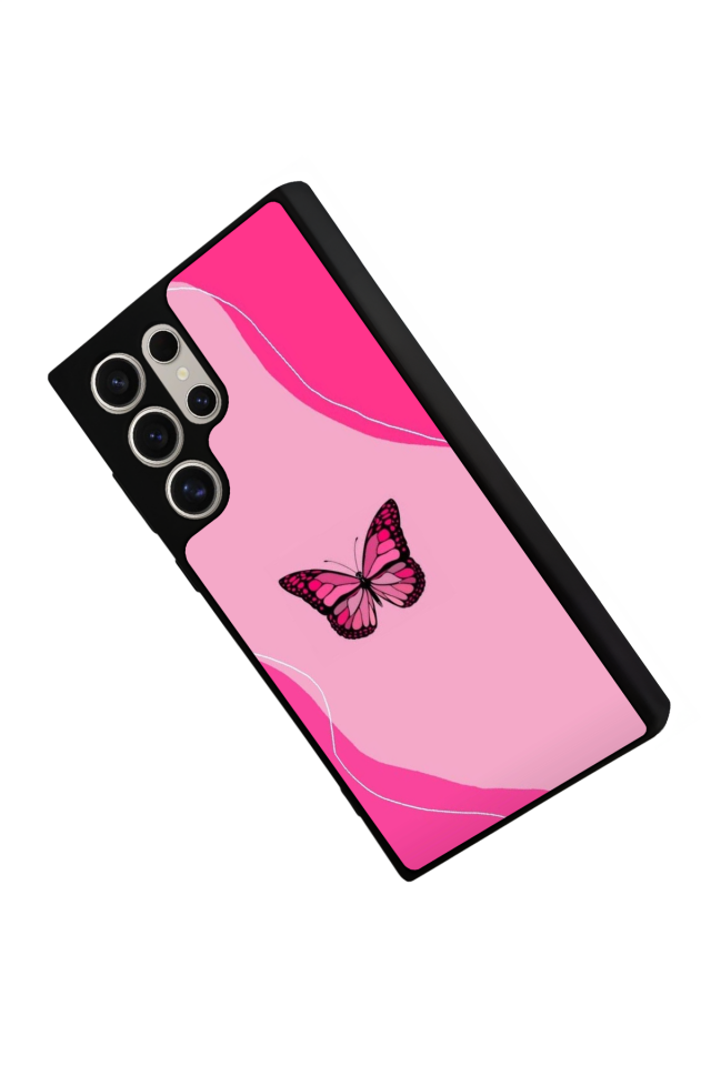 Samsung Galaxy S23 Ultra Uyumlu Kelebek Tasarımlı Glossy Premium Kılıf