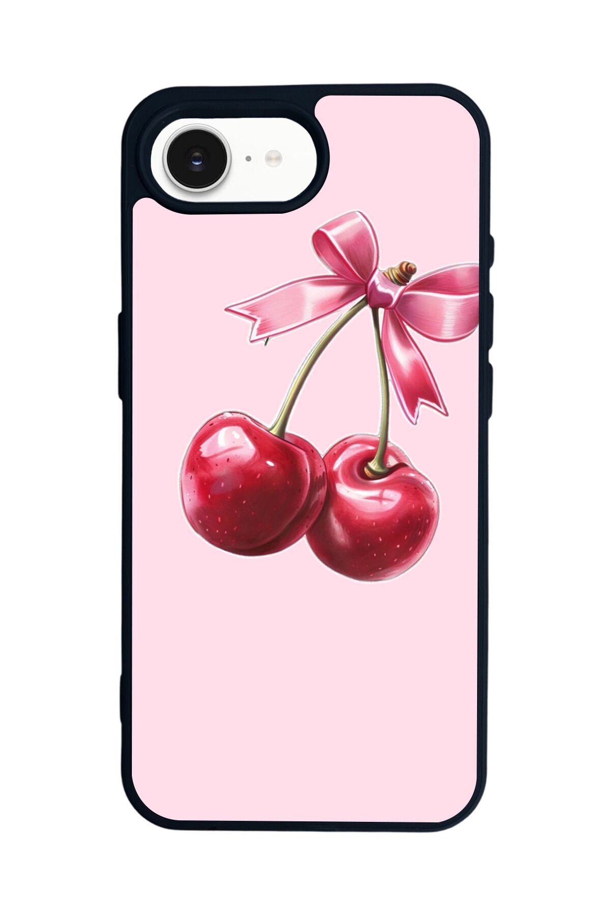 iPhone 16E Uyumlu Kiraz Tasarımlı Glossy Premium Kılıf