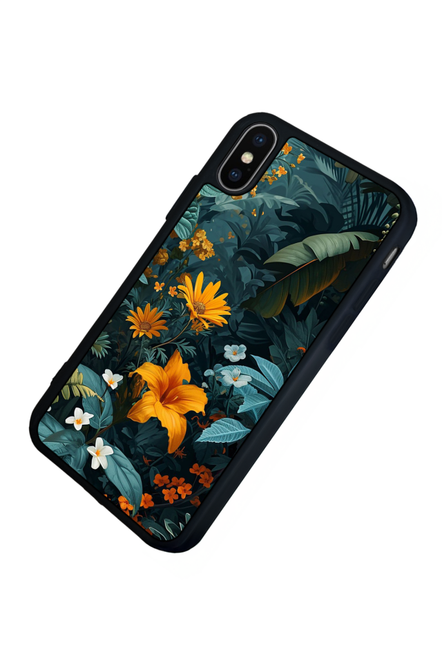 iPhone X/ XS Uyumlu Botanik Tasarımlı Glossy Premium Kılıf