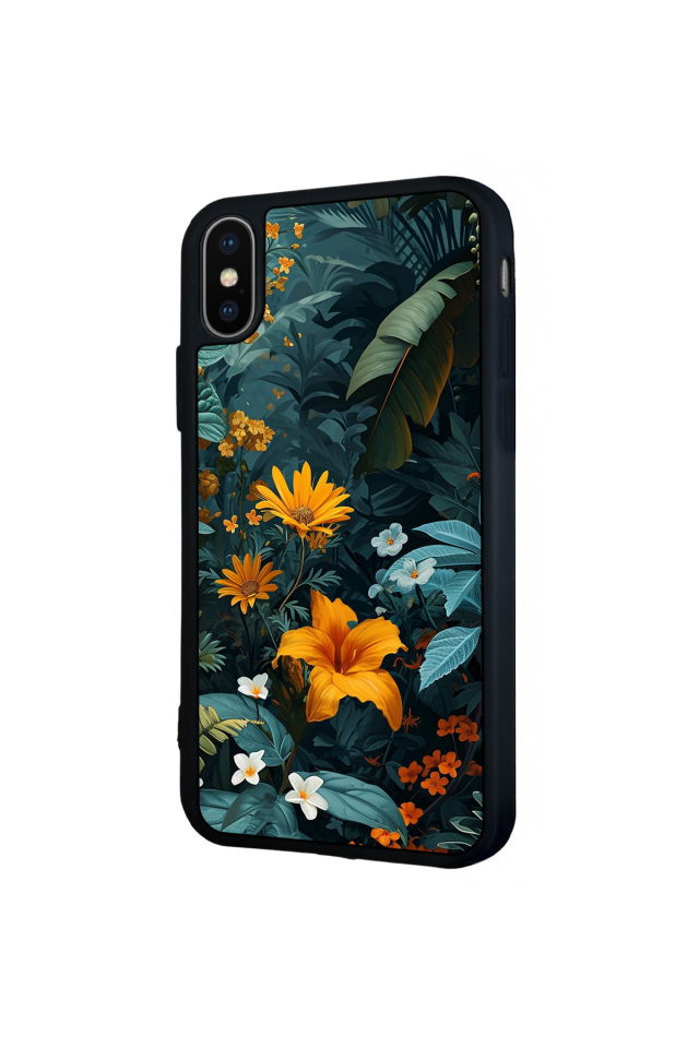 iPhone X/ XS Uyumlu Botanik Tasarımlı Glossy Premium Kılıf