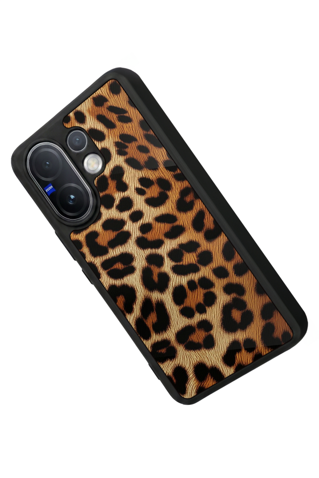 Vivo V60 Uyumlu Leopar Tasarımlı Glossy Premium Kılıf