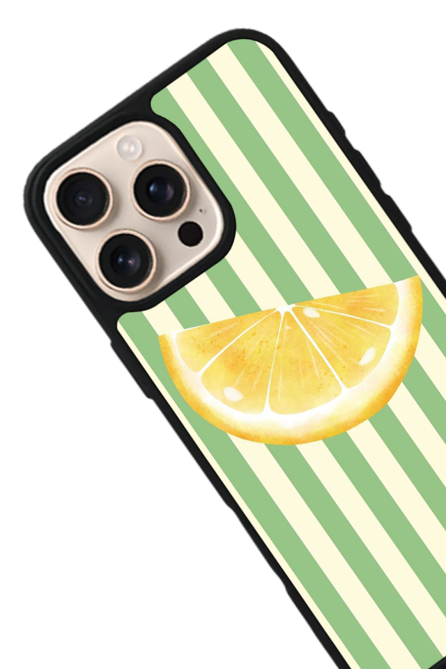 iPhone 15 Pro Uyumlu Limon Tasarımlı Glossy Premium Kılıf